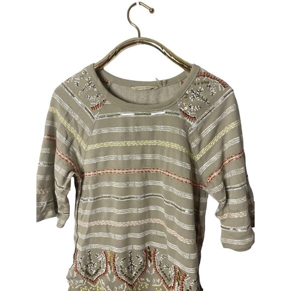 Soft Surroundings womens size XS gray striped beaded sweater - Picture 3 of 3